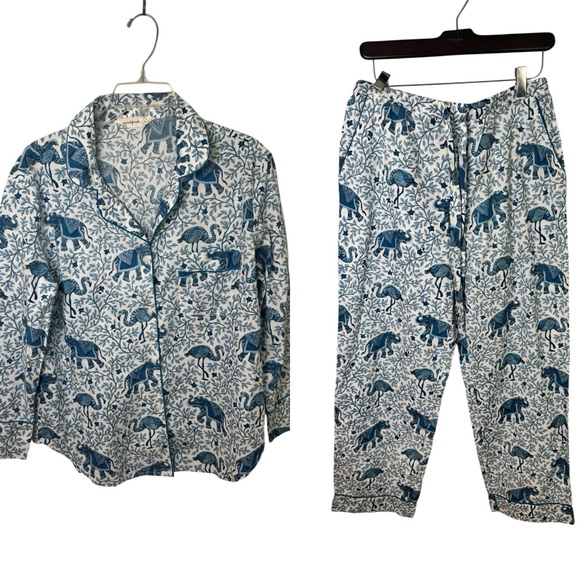 Printfresh Flamenco long sleeve Pajama Set in blue size small NEW - Picture 2 of 9